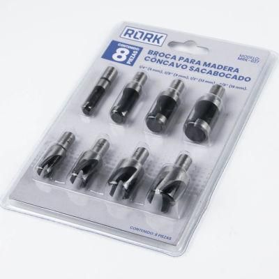 8PCS Blister Card Packing Wood Working Cork Drill for Wood