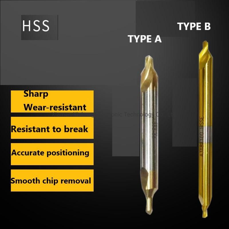 High Speed Steel Titanium Coating Spiral Flute Full Grinding Center Drills Bit -Type a