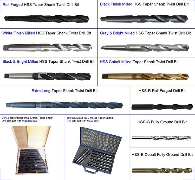 9 PCS DIN345 HSS Drills Roll Forged HSS Morse Taper Shank Drill Bit Set for Metal Drilling (SED-HTS9)