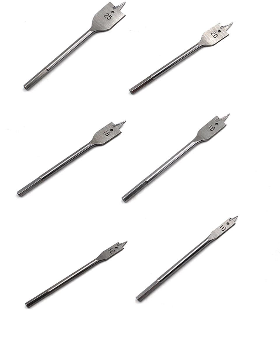 Z-Lion 6PCS 10-25mm Flat Drill Steel Drill Wood Working Flat Drill Set Spade Woodworking Tools Set