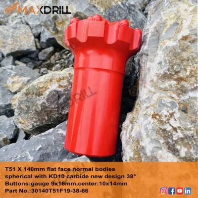 Maxdrill Wearproof T51 140mm Thread Button Bit