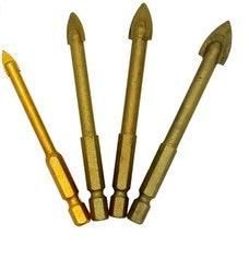 Quick Change Hex Shank Cross Carbide Tip Glass Drill Bit