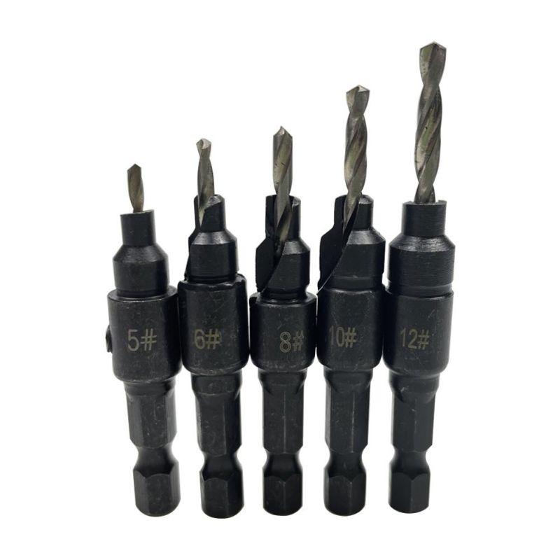Titanium-Plated Countersunk Head Twist Drill Set Woodworking Hole Opener Chamfer Punching Integrated High-Speed Steel Countersunk Drill Bit Tool