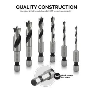 Power Tools HSS Drill Bits Factory for Wood Hex Shank Stubby Brad Point Drill Bit