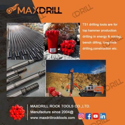 Maxdrill 14 Buttons T51 Thread Button Bit for Mining