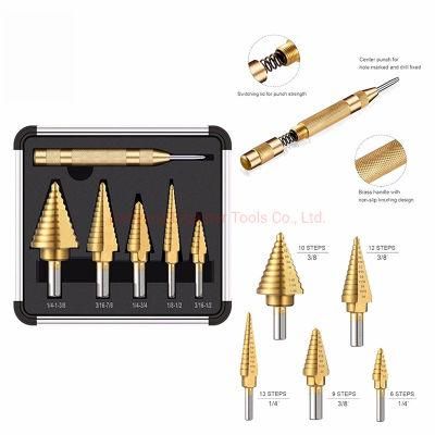 Titanium Spiral Flute Step Drill Bit Set
